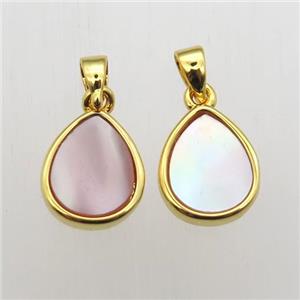 pink Queen Shell teardrop pendants, approx 9-11mm