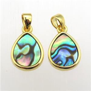 Abalone Shell teardrop pendants, approx 9-11mm