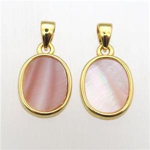 pink Queen Shell oval pendant, approx 9-11mm