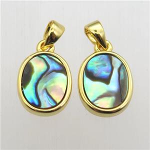 Abalone Shell oval pendant, approx 9-11mm