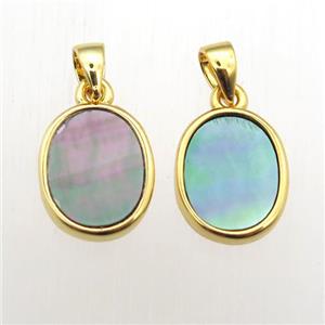 gray Abalone Shell oval pendant, approx 9-11mm
