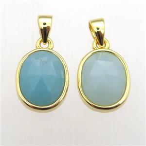 blue Amazonite oval pendant, approx 9-11mm