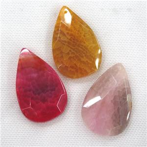 Agate pendants, faceted teardrop, mixed color, approx 35-55mm
