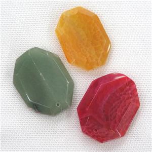 Agate pendants, faceted oval, mixed color, approx 35-45mm