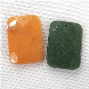 Agate pendants, faceted rectangle, mixed color, approx 32-45mm
