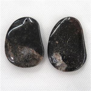 black Coral Fossil pendants, freeform, approx 40-55mm
