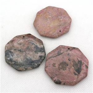 pink Rhyolite pendants, polygon, approx 50mm