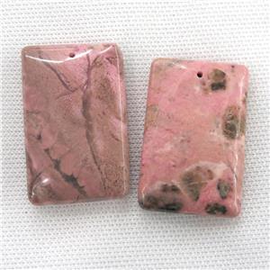 Rhodonite rectangle pendants, approx 30-48mm