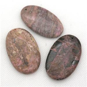 pink Rhodonite oval pendant, approx 35-55mm