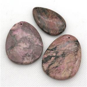 pink Rhodonite pendants, freeform, approx 40-53mm