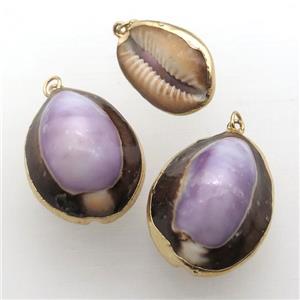 purple Conch Shell pendant, gold pendant, approx 15-25mm