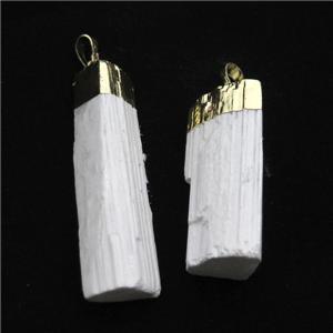 white Selenite stick pendant, gold plated, approx 15-50mm