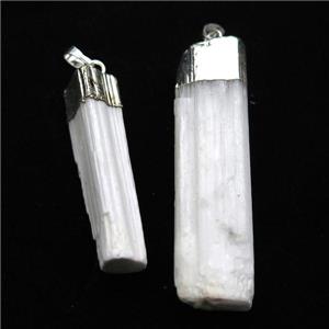 white Selenite stick pendant, silver plated, approx 15-50mm