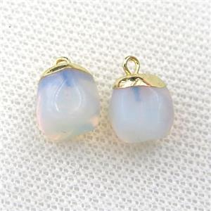 white Opalite pendant, freeform, gold plated, approx 6-10mm