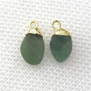 green Emerald pendant, freeform, gold plated, approx 6-10mm