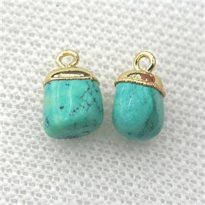 green Turquoise pendant, freeform, gold plated, approx 6-10mm