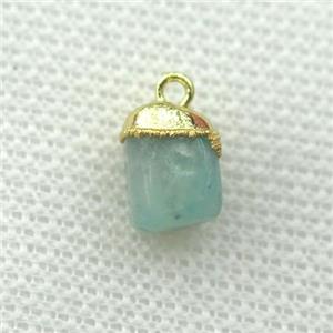 Aquamarine pendant, freeform, gold plated, approx 6-10mm
