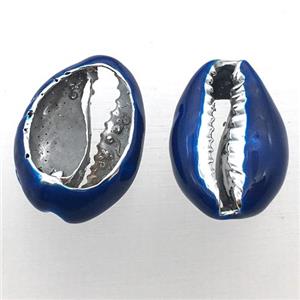 Conch Shell connector with royalblue enameling, approx 10-20mm