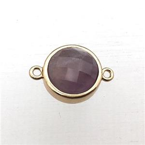purple Amethyst circle connector, approx 12mm