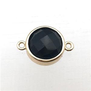 black onyx agate circle connector, approx 12mm