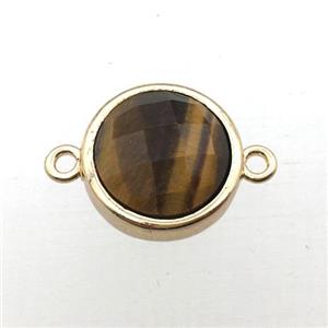 Tiger eye stone circle connector, approx 12mm