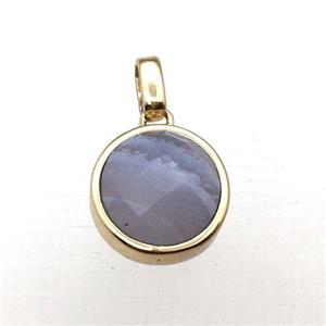 blue lace agate circle pendant, approx 12mm