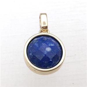 blue Lapis circle pendant, approx 12mm