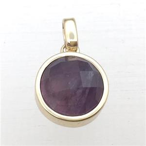 purple Amethyst circle pendant, approx 12mm