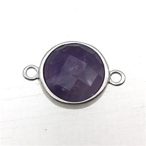 purple Amethyst circle connector, approx 12mm