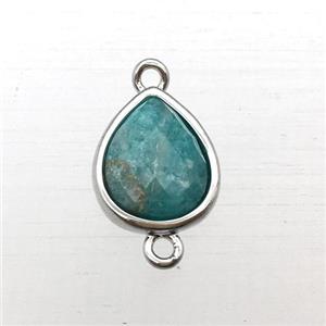 green Amazonite teardrop connector, approx 10-12mm