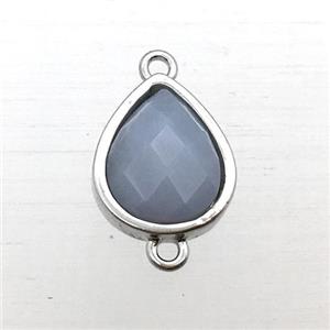blue lace agate teardrop connector, approx 10-12mm