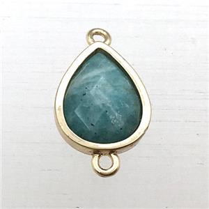 green Amazonite teardrop connector, approx 10-12mm