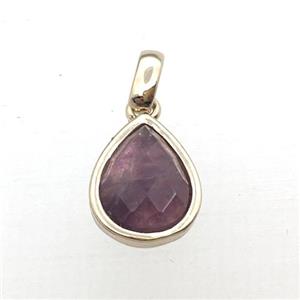 purple Amethyst teardrop pendant, approx 10-12mm