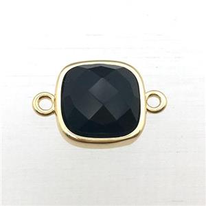 black Onyx Agate square connector, approx 10x10mm
