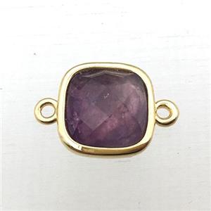 purple Amethyst square connector, approx 10x10mm