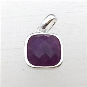 purple jade square pendant, approx 10x10mm