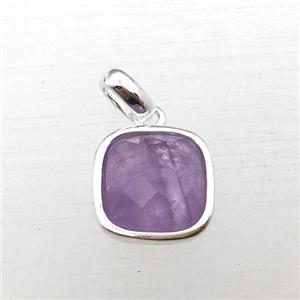 Amethyst square pendant, approx 10x10mm