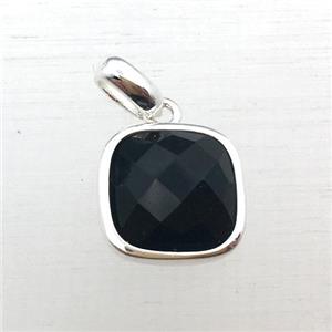 black Onyx Agate square pendant, approx 10x10mm