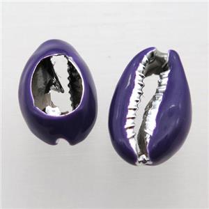 Conch Shell connector with purple enameling, approx 10-20mm
