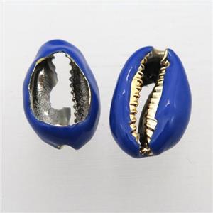 Conch Shell connector with deepblue enameling, approx 10-20mm