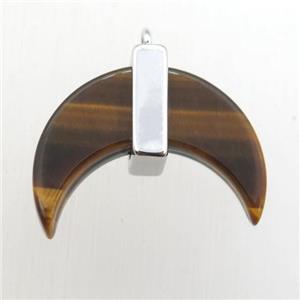 Tiger eye stone crescent moon pendant, approx 16-22mm