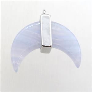 blue lace Agate crescent moon pendant, approx 16-22mm