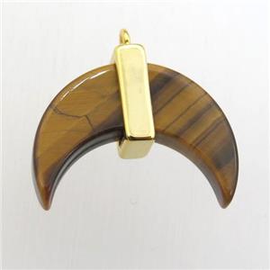yellow Tiger eye stone crescent moon pendant, approx 16-22mm