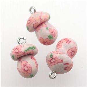 pink Fimo Polymer Clay mushroom pendant, approx 12-20mm