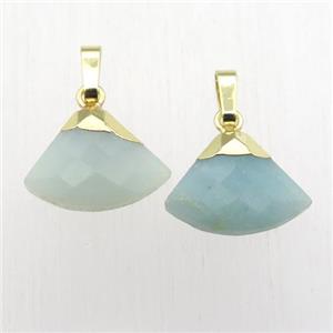Amazonite fan pendant, gold plated, approx 11-16mm