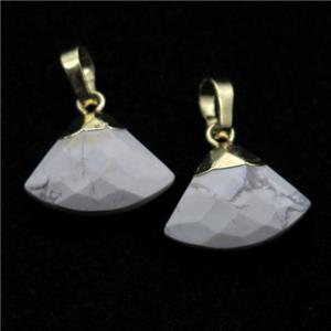 white Holwlite fan pendant, gold plated, approx 11-16mm