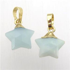 Amazonite star pendant, gold plated, approx 12mm dia