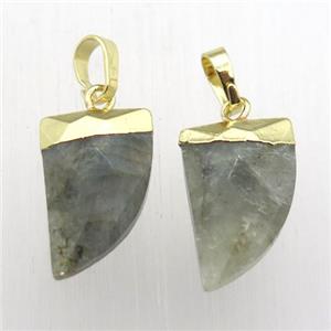 Labradorite horn pendant, gold plated, approx 11-16mm