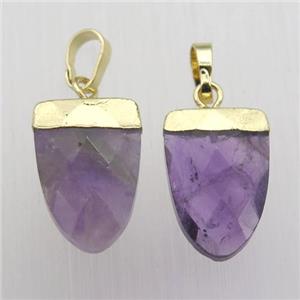 Purple Amethyst Tongue Pendant Gold Plated, approx 11-16mm