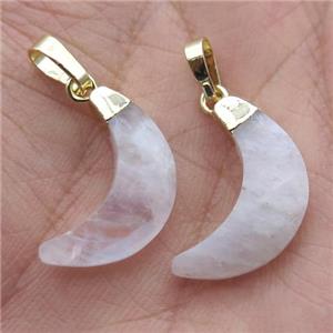white MoonStone crescent pendant, gold plated, approx 5-18mm